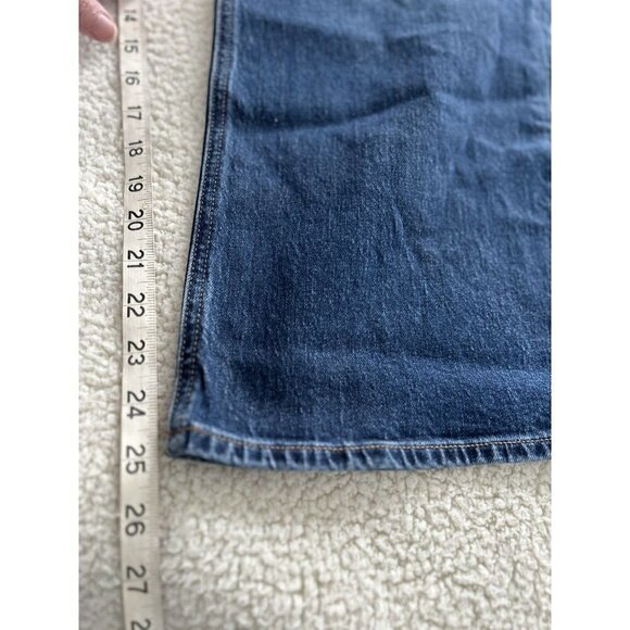 J. Crew Mid Rise Flare Crop Button Fly Dark Wash Signature Stretch Jeans Sz 34 - Picture 12 of 13